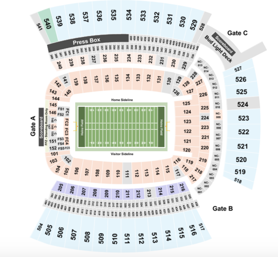 Acrisure Stadium Seating Chart + Section, Row & Seat Number Info
